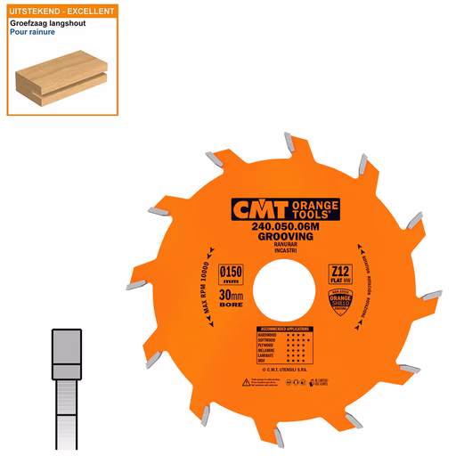 Groefzaag met hardmetalen tanden D=150mm K=5mm P=3mm Z12 · 240.050.06M