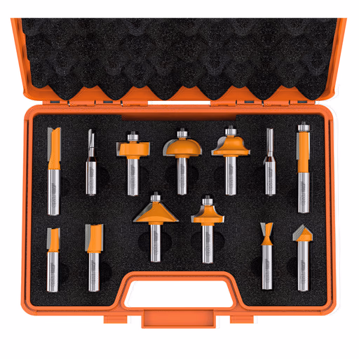 13-delige bovenfrezenset in oranje obergkoffer, HW S=1/2" Z2