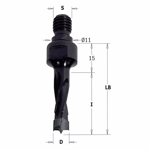 Drevelboor met draadaansluiting 11×4 mm, rechts · 338.050.11