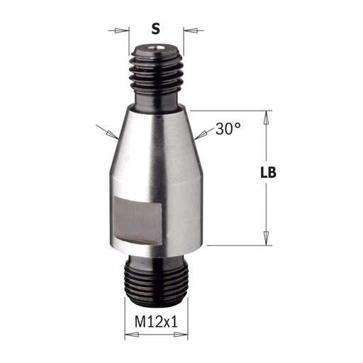 Draadaansluitings-overgangstuk voor verwisselbare koppen S=M10/30° LB=25mm · 503.250.01