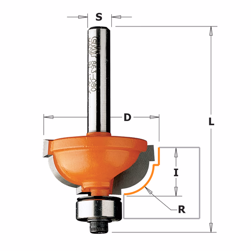 Bolle radiusfrees met kogellager, HW D=25,4mm L=54,6mm I=11,5mm R=4,8mm · 763.048.11