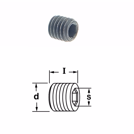 Inbusbout met vlak drukvlak. S=2,5mm I=5mm d=M5