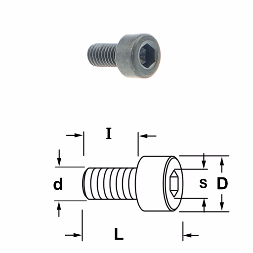 Inbusbout met ronde kop D=5,5mm S=2,5mm L=9mm I=6mm