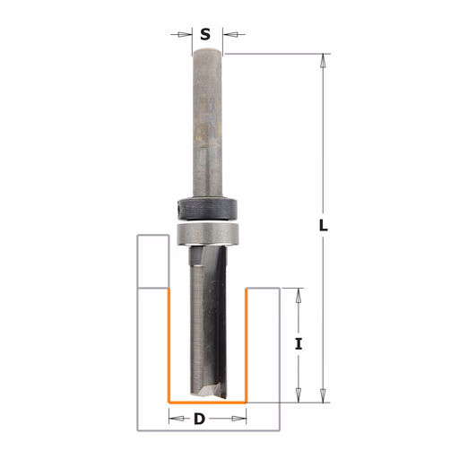 Groeffrees met kogellager, HWM D=8mm S=1/4"