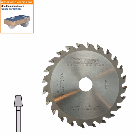 Conische voorritszaag met hardmetalen tanden D=125mm B=20mm P=3,2mm Z24