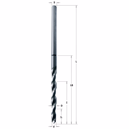 HSS boren voor ANUBA® - paumellescharnieren D=5,2mm L=132mm LB=74mm d=3,8mm