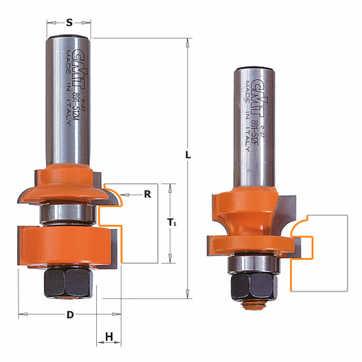 Profiel- en contraprofielfrezenset, HW D=28,57mm S=1/2"