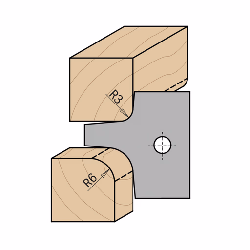 Profielmes voor multiradius-afrondfrees type 1.1 L=24,8mm I=25mm