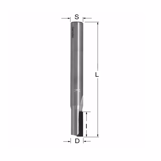 Diamantfrees met negatieve snij-plakket PCD Z1 D=8mm S=8mm L=65mm I=15mm