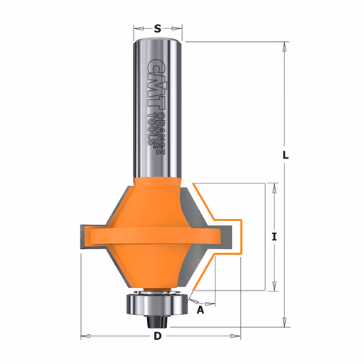 V-profiel verlijmfrees, HW D=40mm S=1/2"