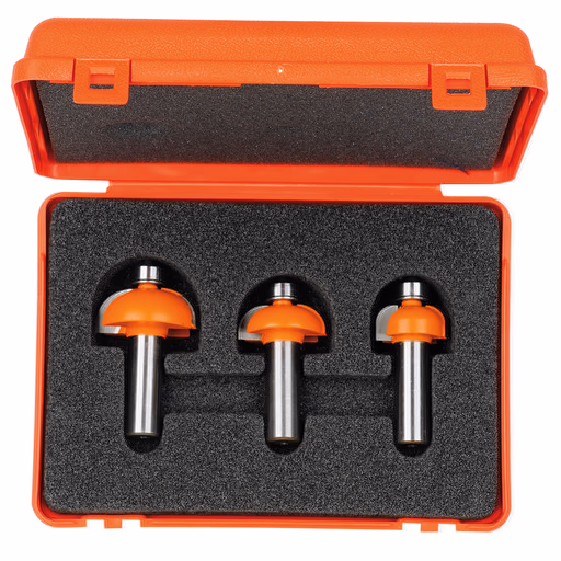 3-delige bolle radiusfreesset met kogellager, HW S=1/4"