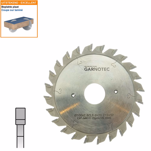 Twee-delige voorritszaag met diamanten tanden D=100mm B=20mm