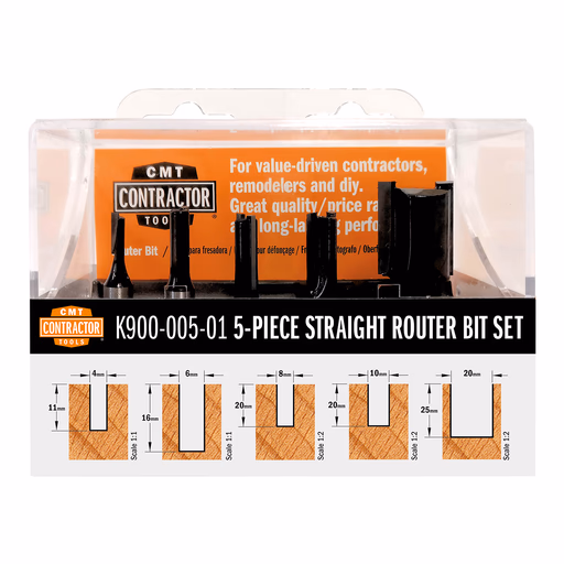 Set van 5 frezen Contractor in pvc kistje, HW · K900-005-01