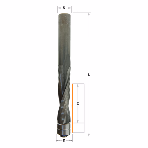 Positieve spiraalfrees met kogellager, HWM D=12,7mm S=12mm L=114mm I=50,8mm