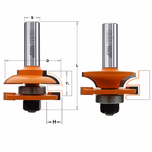 2-delige frees met profiel en conterprofiel, HW D=44,4mm L=71mm I=15,08mm H=11,2mm