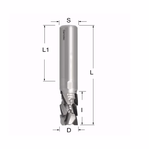 Diamantfrees negatieve PCD Z3+3 Nesting FAST D=12mm L=65mm I=19mm (8+1 PCD)