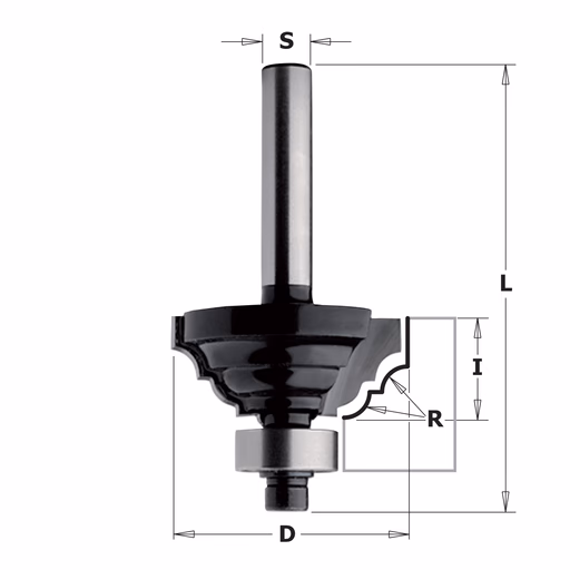 Profielfrees met lager (contractor), HW D=42,9mm L=60mm I=18mm R=6,3mm