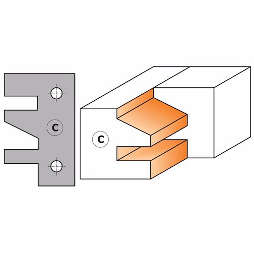 Profielmes voor ééndelige meubelprofielfrees type C L=24,5mm I=40mm