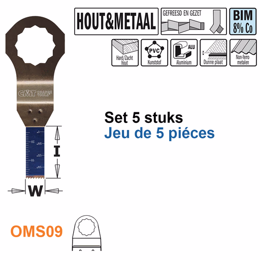 Multitoolzaagblad voor hout en metaal, 10mm · OMS09-X5