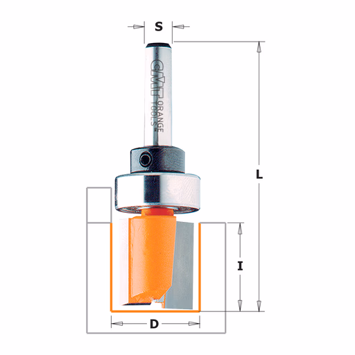 Groeffrees met kogellager, HW D=16mm S=8mm L=57mm I=20mm