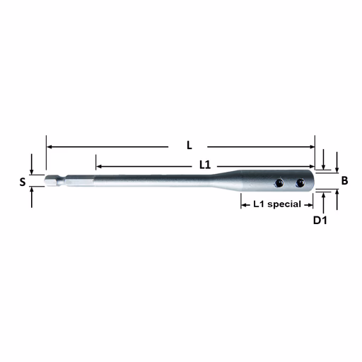 Verlengstuk met zeskant-schacht aansluiting L=147mm L1=120mm
