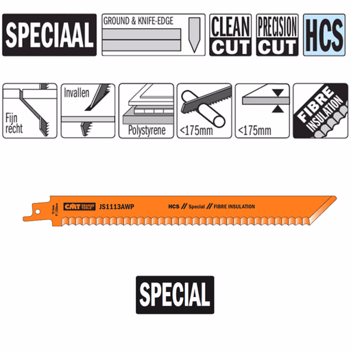 Reciprozaagblad HCS x 1,5mm L=228mm I=208mm