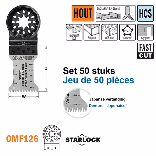 Multitoolzaagblad (Japanse vertanding) voor hout, 35mm · OMF126-X50