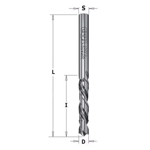 Spiraalboor, negatief geslepen voorsnijders, links D=2,5mm S=2,5mm L=55mm I=27mm