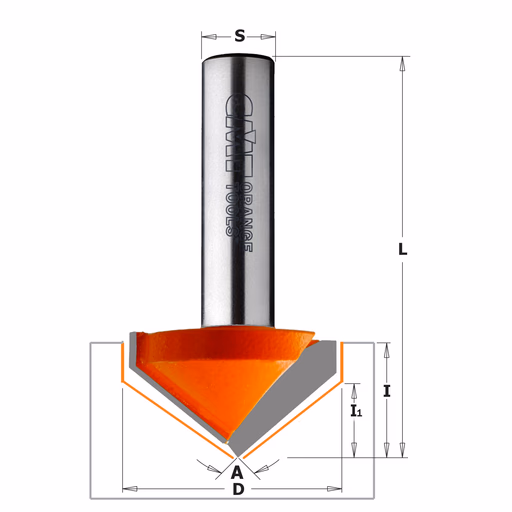 V-groef frees 105°, HW D=36mm S=12mm
