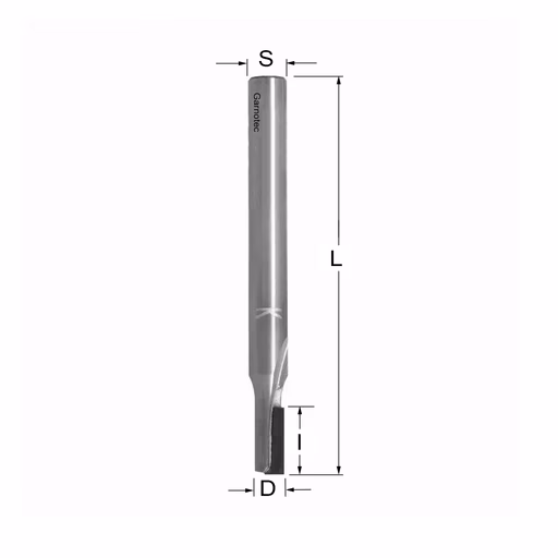 Diamantfrees met negatieve snij-plakket PCD Z1 D=5mm S=6mm L=70mm I=10mm