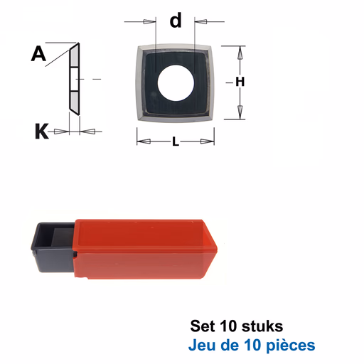 Speciale messen (per 10 st.) L=15mm K=2,5mm H=15mm A=37°