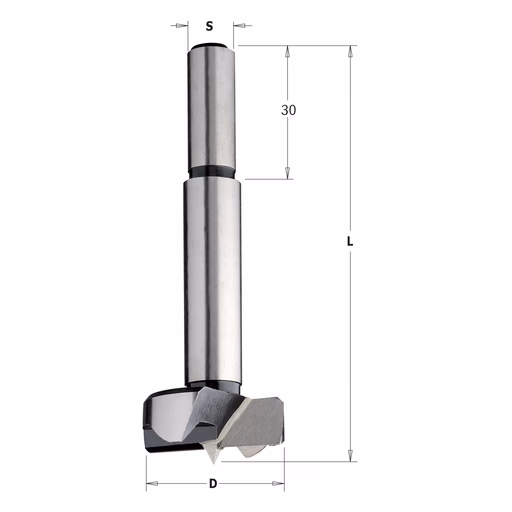 Cilinderkopboor D=15, rechts S=10mm L=90mm L1=30mm