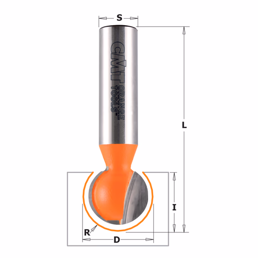 Kogelfrees voor kabels, leidingen, HW D=12,7mm L=57,15mm I=11,11mm R=6,35mm