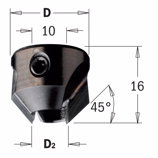 Opsteekverzinker voor enkel spiraal, rechts D=20mm
