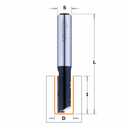 Rechte groeffrees, HWM D=8mm L=60mm I=20mm
