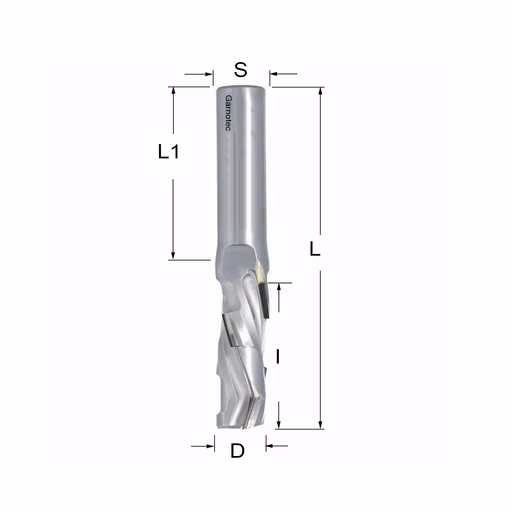 Diamantfrees PCD Z1+1 D=16mm L=105mm I=45mm (5 PCD+1 HM) · 140.362.61