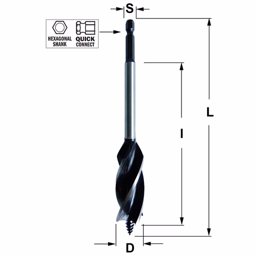 Spiraalboor, D=22mm L=165mm
