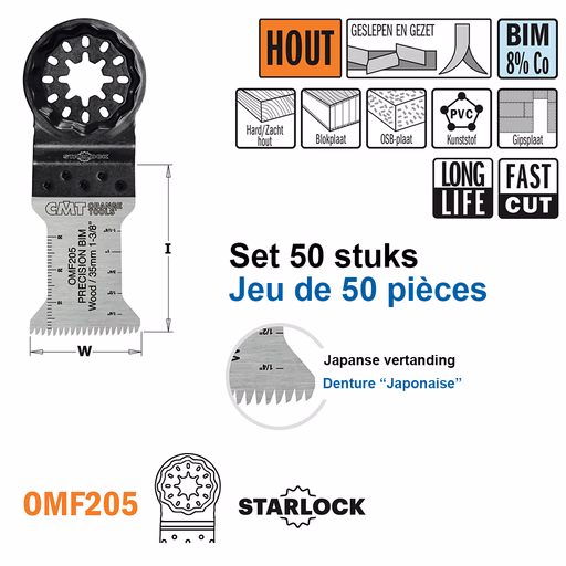 Multitoolzaagblad (Japanse vertanding) voor hout, 35mm · OMF205-X50
