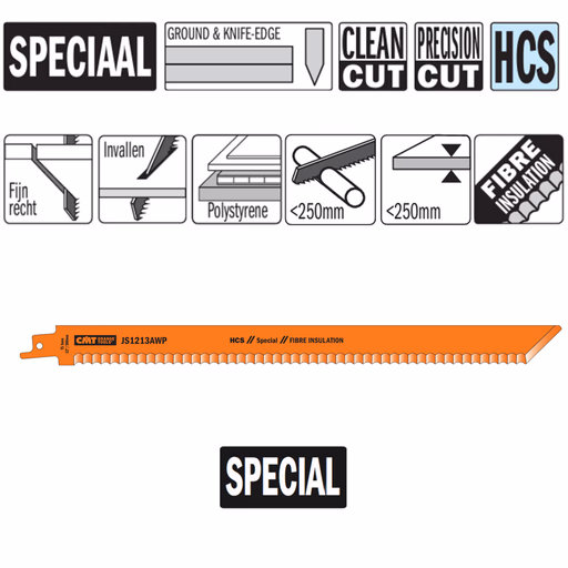 Reciprozaagblad HCS x 1,5mm L=300mm I=280mm