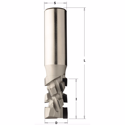 Diamant frees met scherende snij-plaketten 20° D=20mm L=85mm I=25mm Z2+2 (8 DP+1 HW)