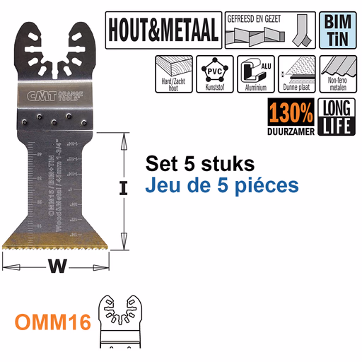Multitoolzaagblad voor hout en metaal, 45mm · OMM16-X5