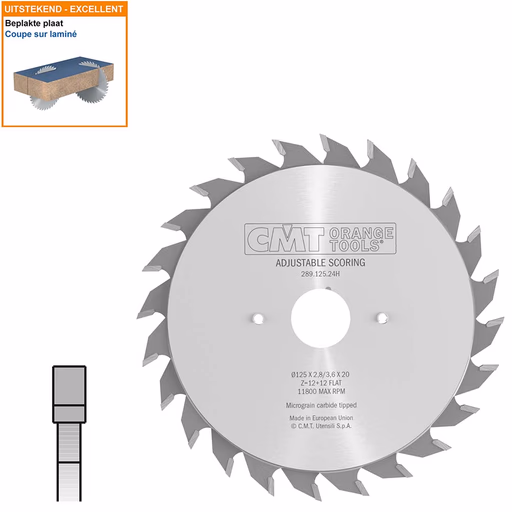 Twee-delige voorritszaag met hardmetalen tanden D=125mm B=20mm Z24