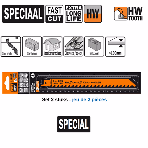 Reciprozaagblad HM 225mm x 22 x 1,2 x 3TPI