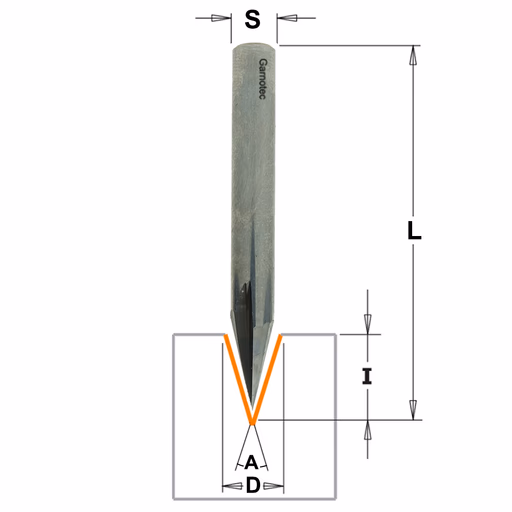 V-groeffrees I=12mm A=30° Z2