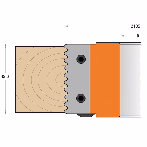 Profielmes voor verlijmfreesfrees L=11,9mm I=49,6mm