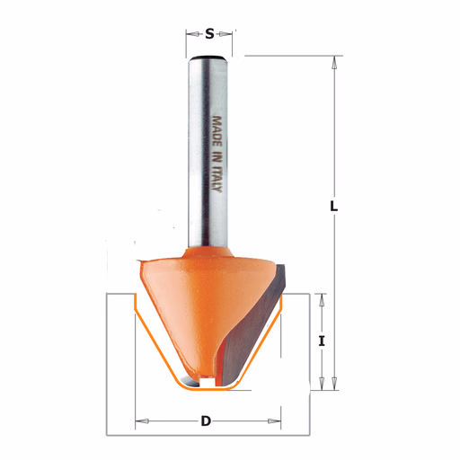 Letterfrees aan 60°, HW D=25,4mm S=6mm L=50,8mm