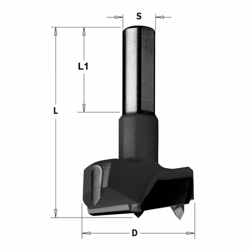 Cilinderkopboor D=17, rechts L=57,5mm L1=26mm