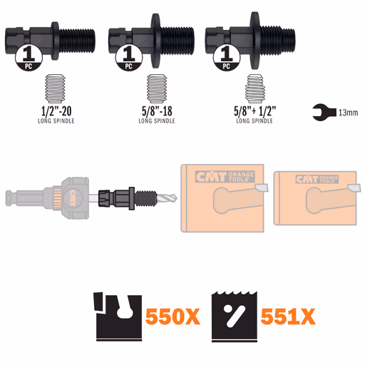 Set van 3 adapters om bestaand gat te vergroten