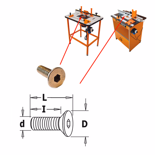 4 Bouten 6.35x22.2 (om CMT7E te bevestigen aan werktafel)