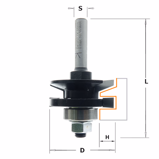 Profiel- conterprofielfrees - Zweeds verstek, HW D=41mm S=8mm · 991.153.11